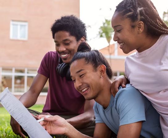 students reading